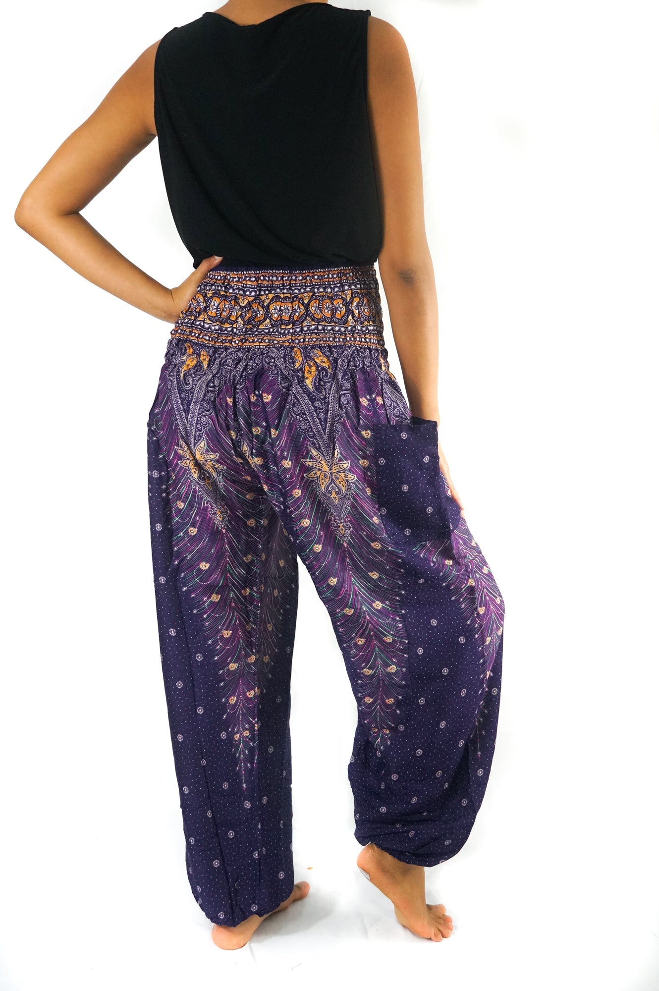 Purple PEACOCK Harem Pants Women Boho Pants Hippie Pants - Busy Bee Bazaar