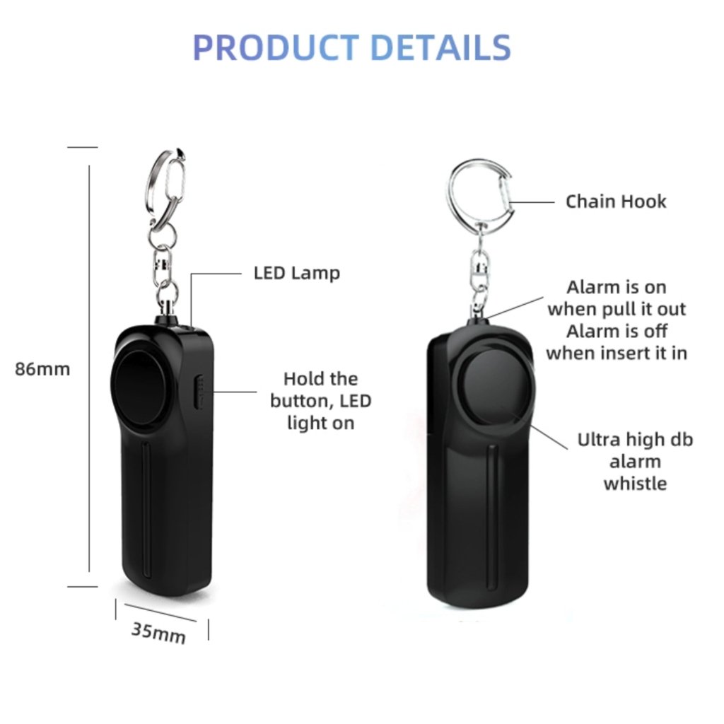 Self Defence Personal Alarm Keychain with LED Light - Busy Bee Bazaar