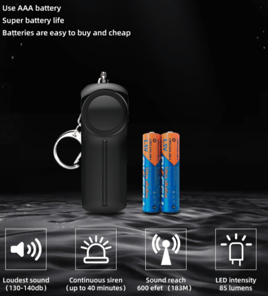 Self Defence Personal Alarm Keychain with LED Light - Busy Bee Bazaar