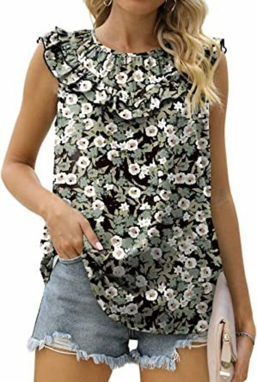 Sleeveless Chiffon Blouse with Elegant Pleats - Busy Bee Bazaar