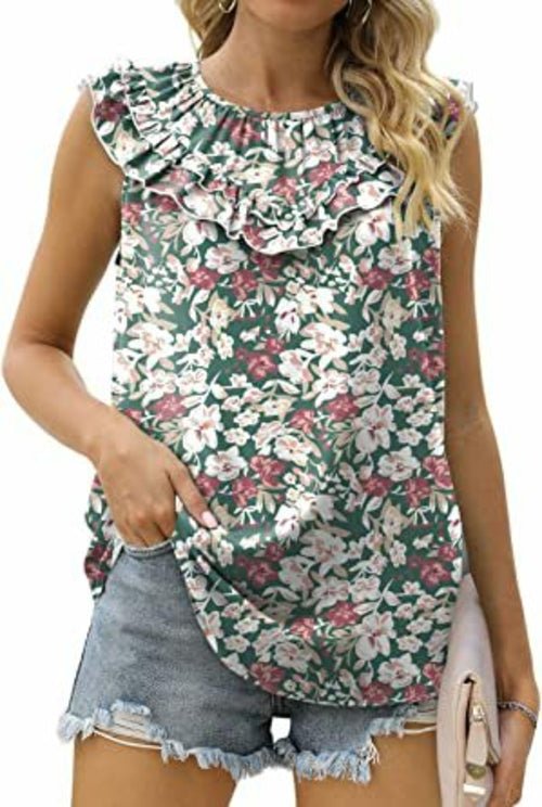 Sleeveless Chiffon Blouse with Elegant Pleats - Busy Bee Bazaar