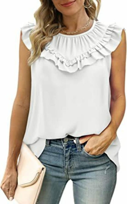 Sleeveless Chiffon Blouse with Elegant Pleats - Busy Bee Bazaar