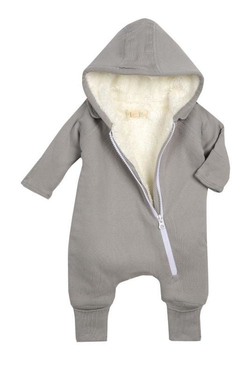 Smart Cuddly Jumpsuit + Bib - Gray - Busy Bee Bazaar