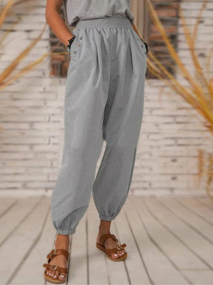 Solid Color Pocket Long Pant - Busy Bee Bazaar