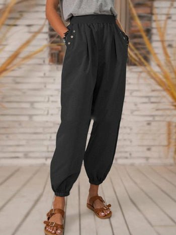 Solid Color Pocket Long Pant - Busy Bee Bazaar