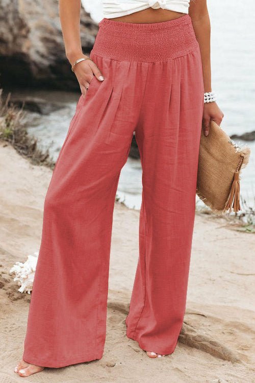 Summer for Pants Office Lady Cotton Linen Pockets Solid Loose Casual - Busy Bee Bazaar