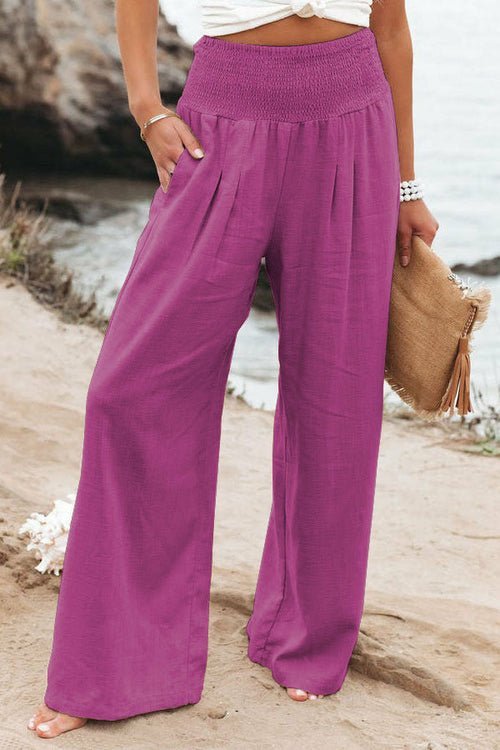 Summer for Pants Office Lady Cotton Linen Pockets Solid Loose Casual - Busy Bee Bazaar