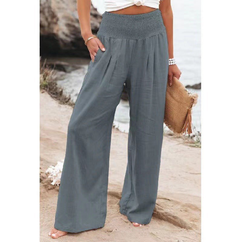 Summer for Pants Office Lady Cotton Linen Pockets Solid Loose Casual - Busy Bee Bazaar