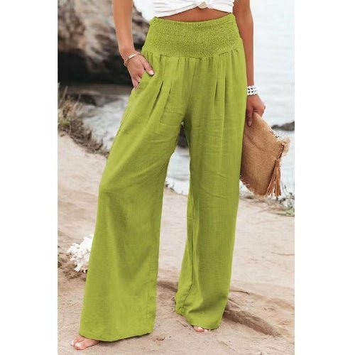 Summer for Pants Office Lady Cotton Linen Pockets Solid Loose Casual - Busy Bee Bazaar
