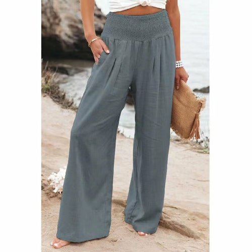 Summer for Pants Office Lady Cotton Linen Pockets Solid Loose Casual - Busy Bee Bazaar