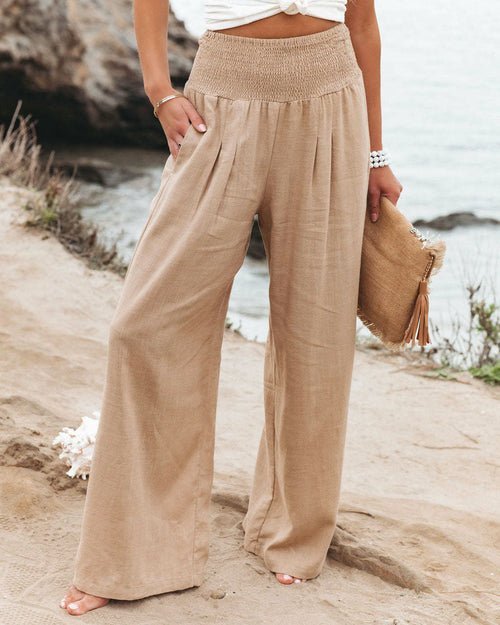 Summer for Pants Office Lady Cotton Linen Pockets Solid Loose Casual - Busy Bee Bazaar