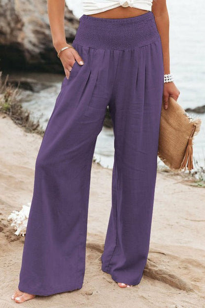 Summer for Pants Office Lady Cotton Linen Pockets Solid Loose Casual - Busy Bee Bazaar