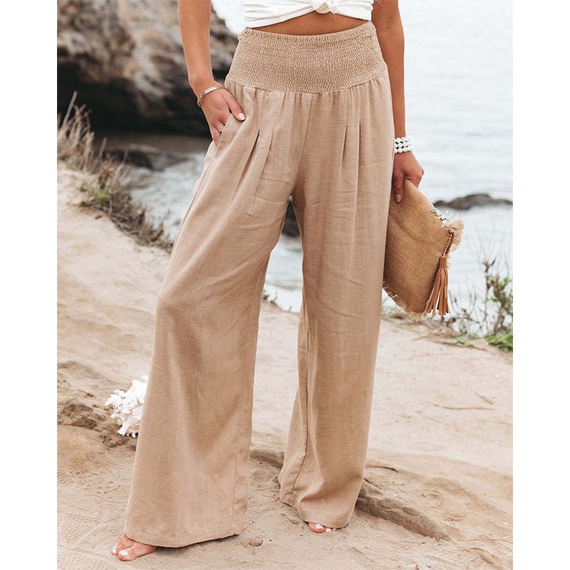 Summer for Pants Office Lady Cotton Linen Pockets Solid Loose Casual - Busy Bee Bazaar