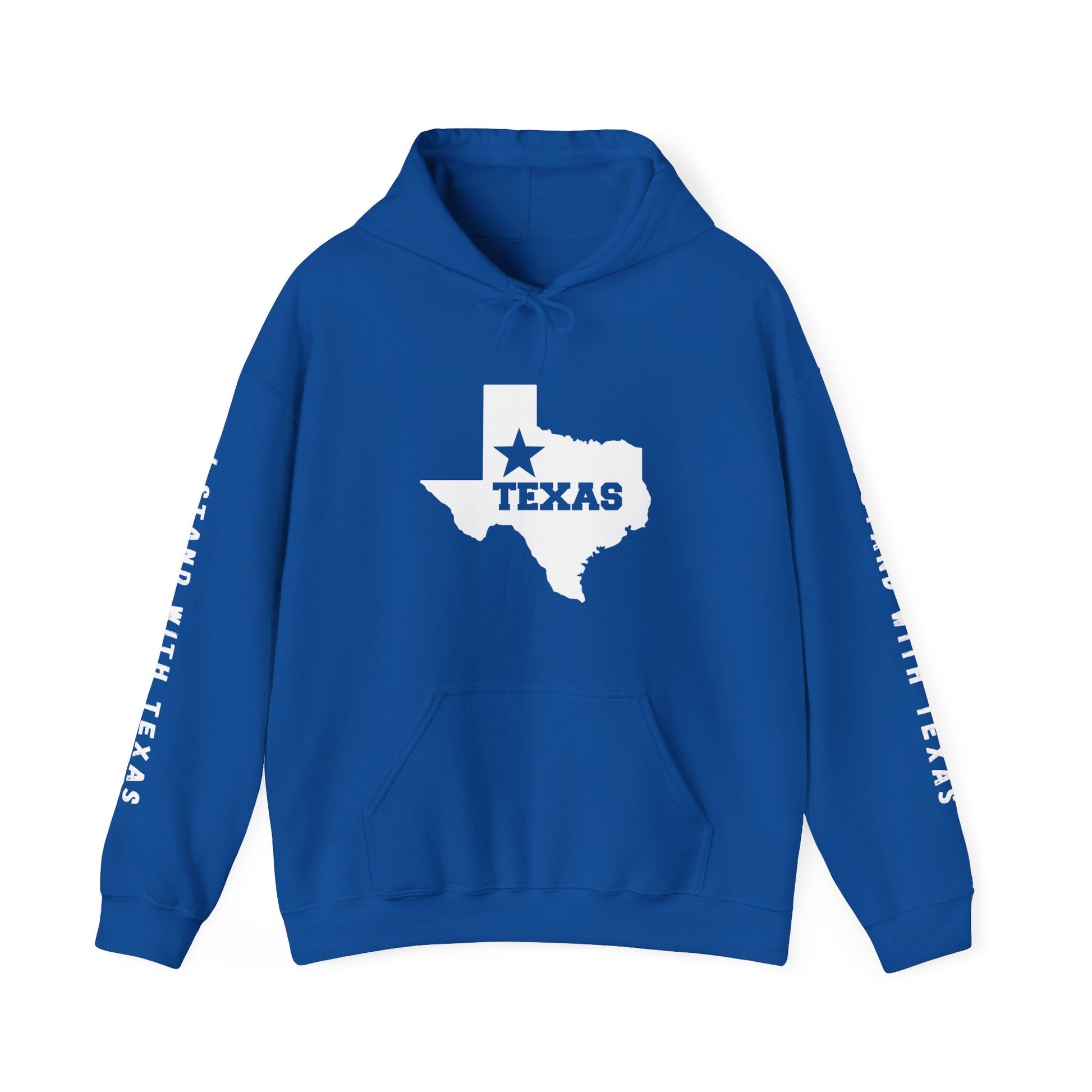 Texas Hoodie with "I Stand With Texas" printed on sleeves, - Busy Bee Bazaar
