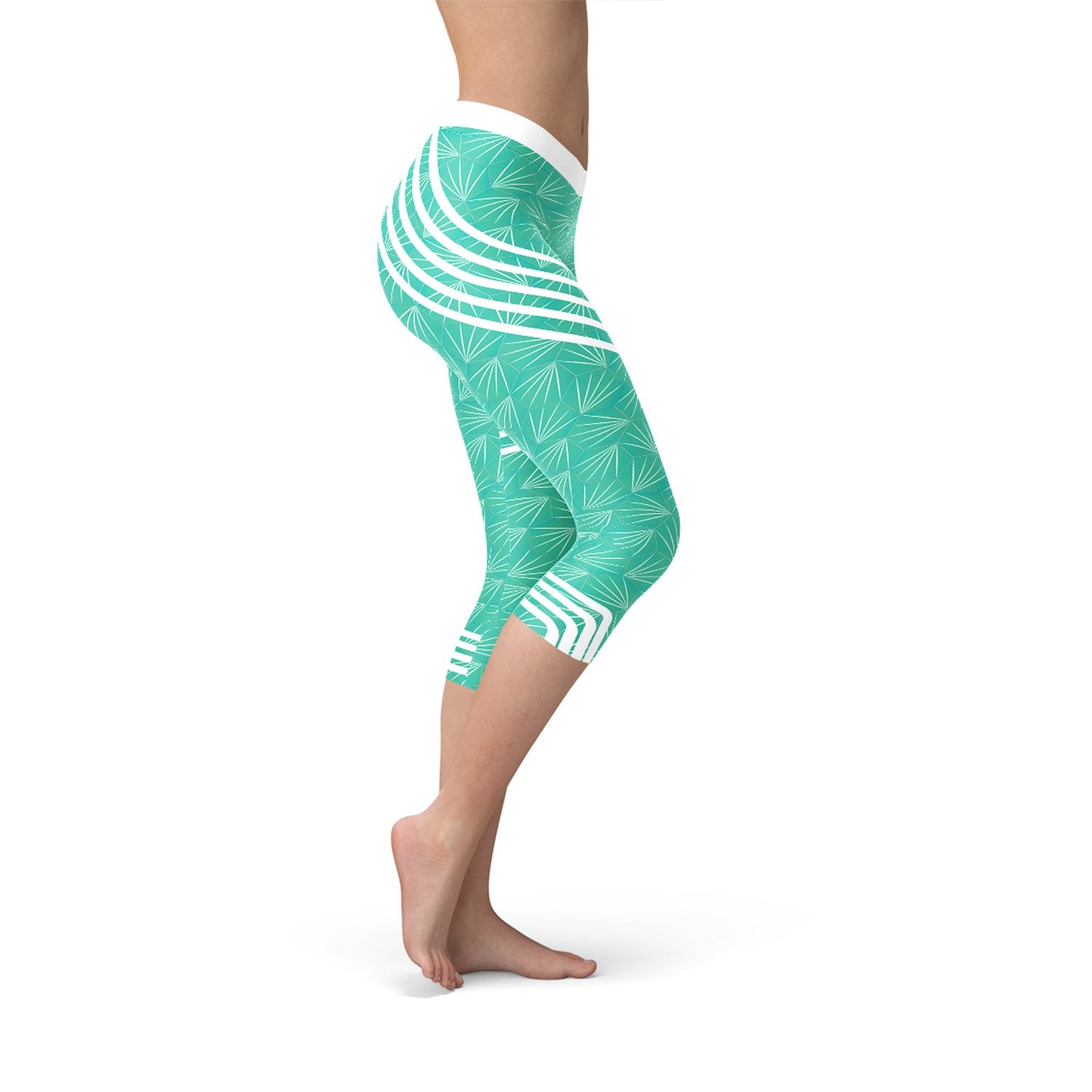 Turquoise Sports Capri Leggings - Busy Bee Bazaar