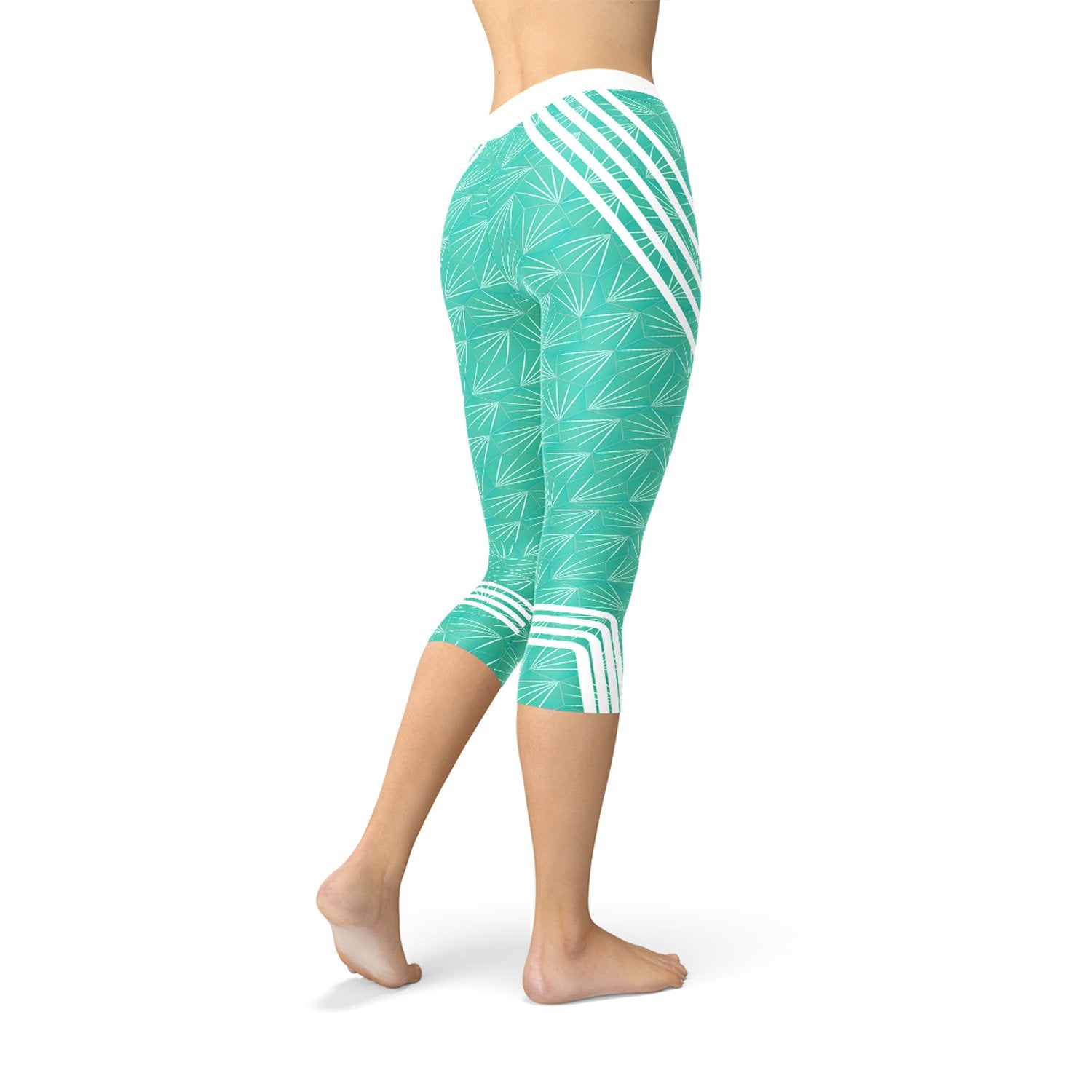 Turquoise Sports Capri Leggings - Busy Bee Bazaar