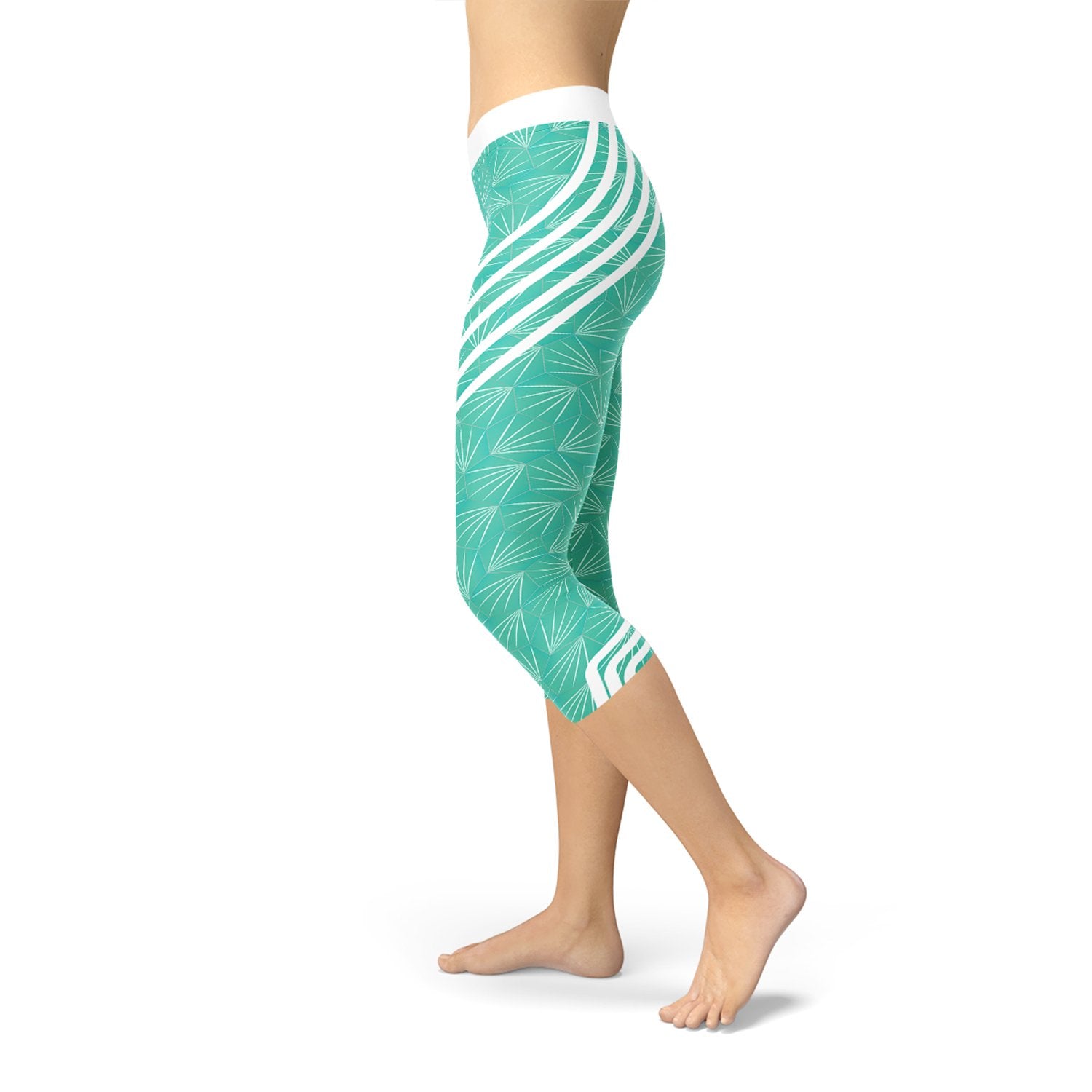 Turquoise Sports Capri Leggings - Busy Bee Bazaar