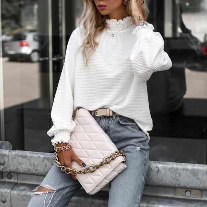 Turtleneck Ruffle Shirt Pullover - Busy Bee Bazaar