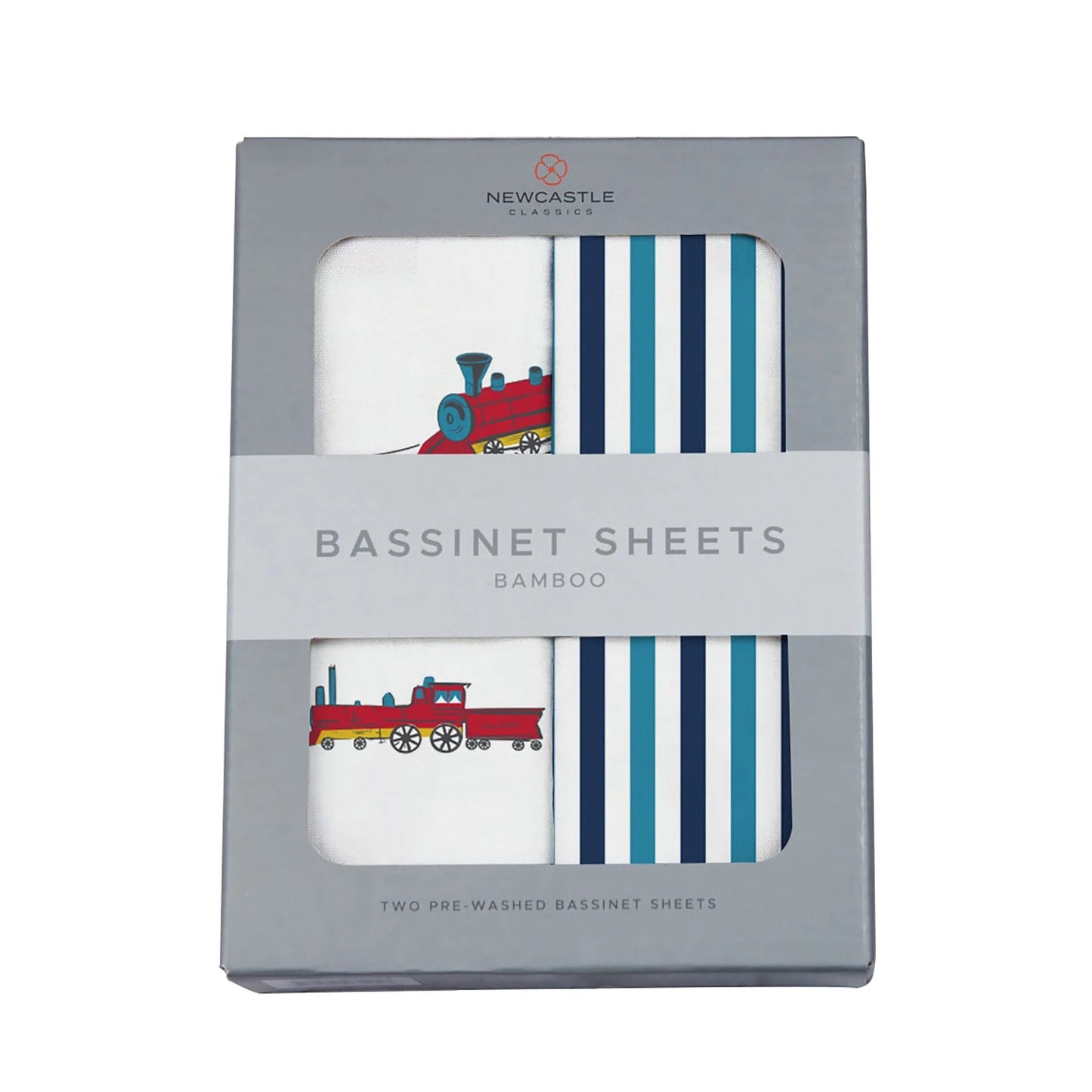 Vintage Steam Trains and Blue and White Stripe Bamboo Changing Pad - Busy Bee Bazaar