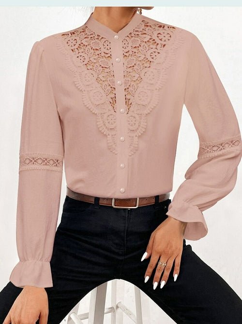 White Print Women's Ruffles Top Blouse - Busy Bee Bazaar