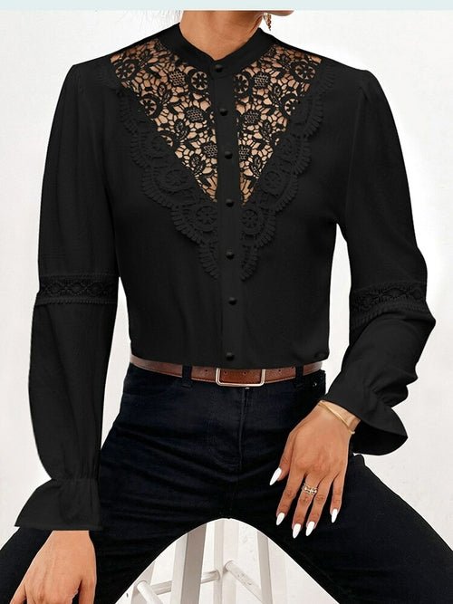 White Print Women's Ruffles Top Blouse - Busy Bee Bazaar