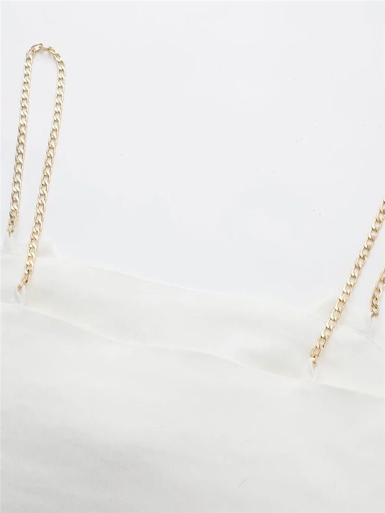 White Slim Bow Short Tops Sweet Backless Cropped Camisole - Busy Bee Bazaar