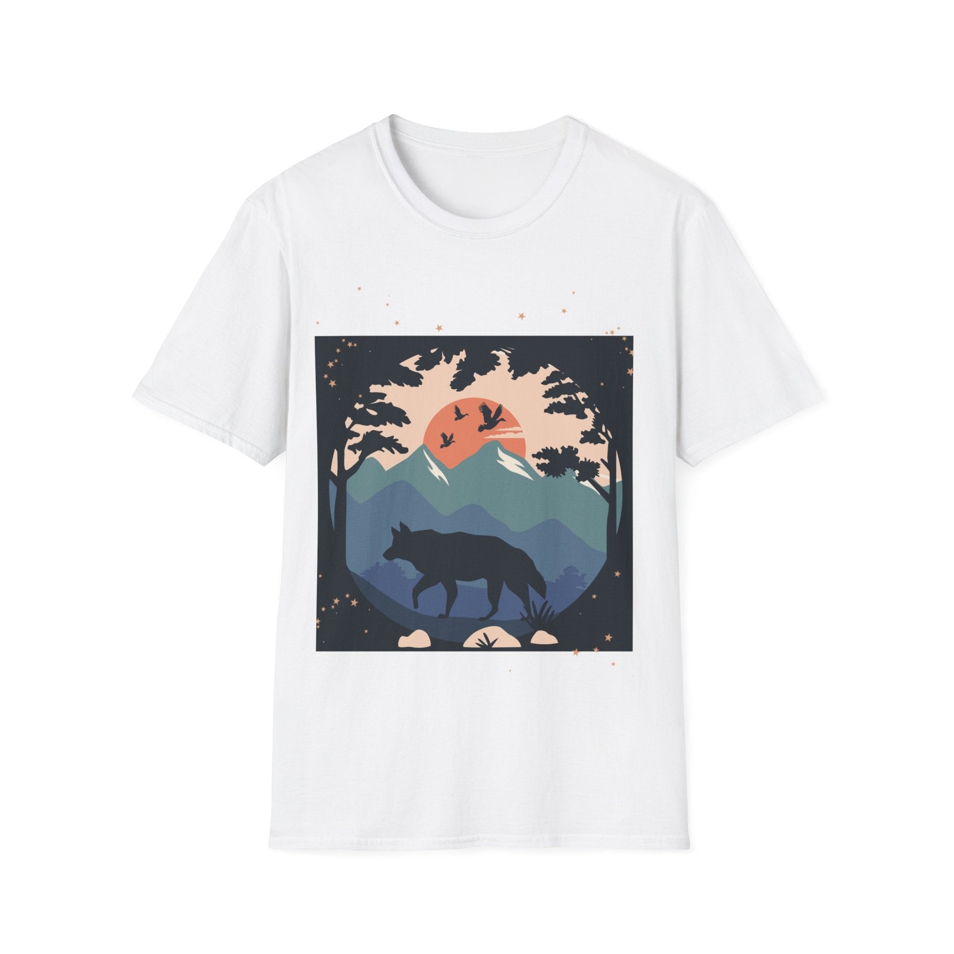 Wolf illustration Unisex Softstyle T-Shirt - Busy Bee Bazaar