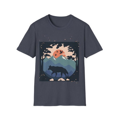 Wolf illustration Unisex Softstyle T-Shirt - Busy Bee Bazaar