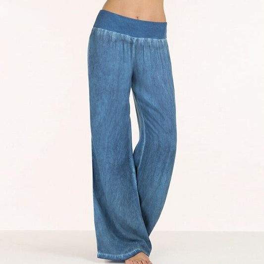 Women Pants Casual Denim Wide Leg Jeans - Busy Bee Bazaar