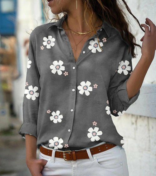 Women Shirt Loose Long Sleeve Shirt - Busy Bee Bazaar