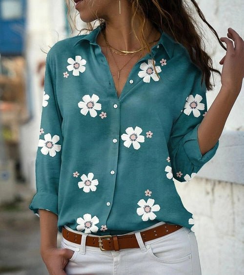 Women Shirt Loose Long Sleeve Shirt - Busy Bee Bazaar