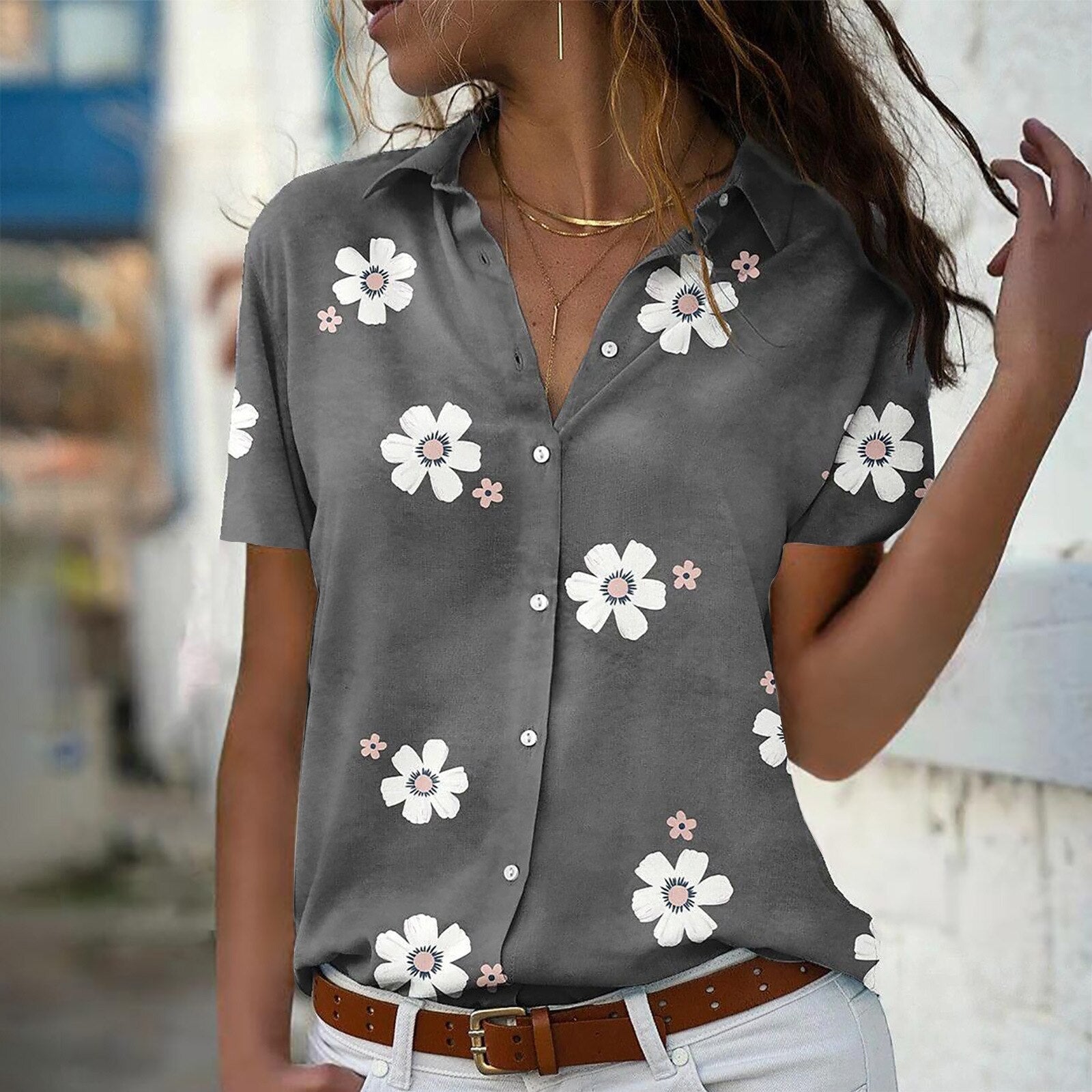 Women Shirt Loose Long Sleeve Shirt - Busy Bee Bazaar