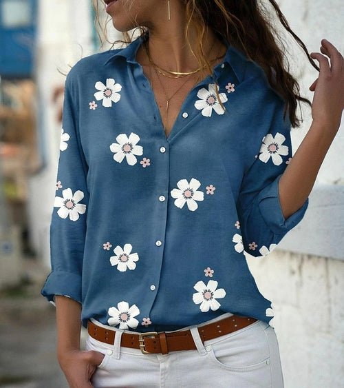 Women Shirt Loose Long Sleeve Shirt - Busy Bee Bazaar