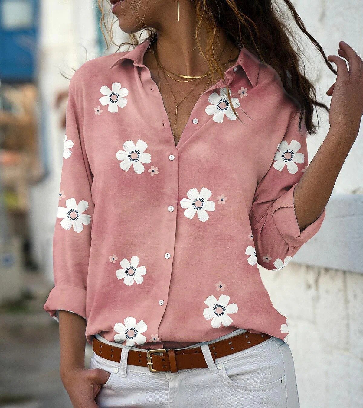 Women Shirt Loose Long Sleeve Shirt - Busy Bee Bazaar