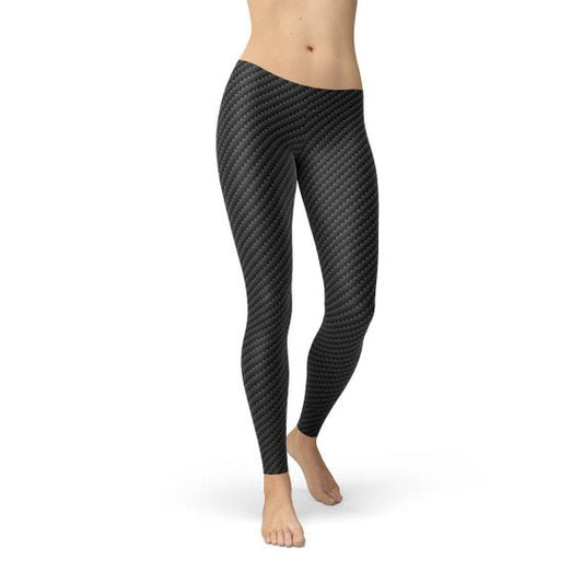Womens Black Carbon Fiber Leggings - Busy Bee Bazaar