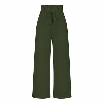 Women's Casual Wide-Leg Trousers with Belt - Busy Bee Bazaar