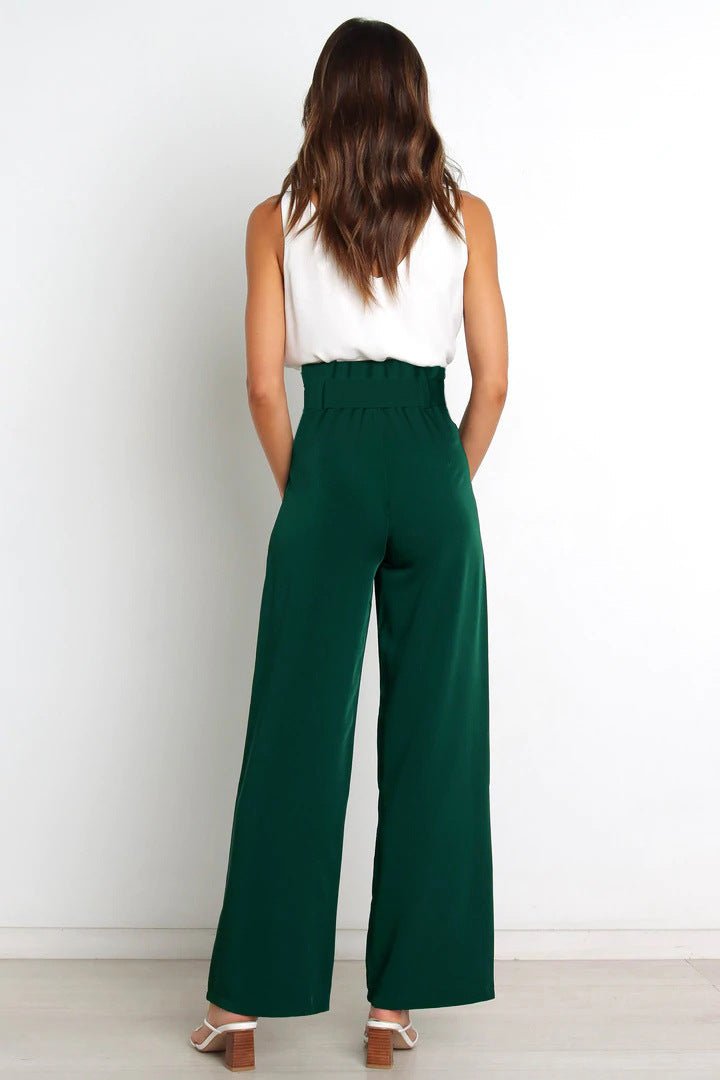 Women's Casual Wide-Leg Trousers with Belt - Busy Bee Bazaar