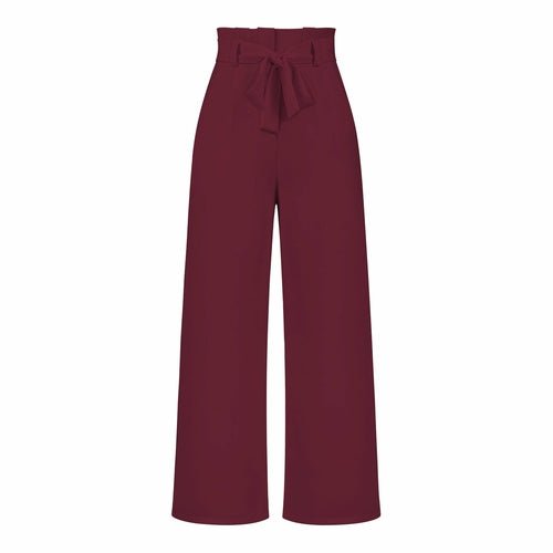 Women's Casual Wide-Leg Trousers with Belt - Busy Bee Bazaar