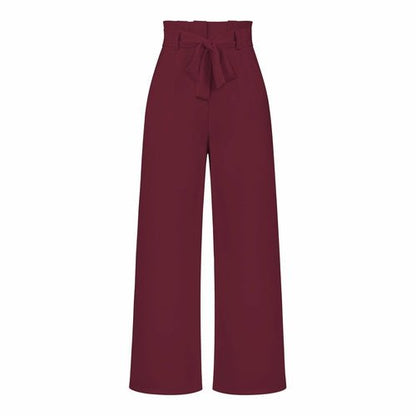 Women's Casual Wide-Leg Trousers with Belt - Busy Bee Bazaar
