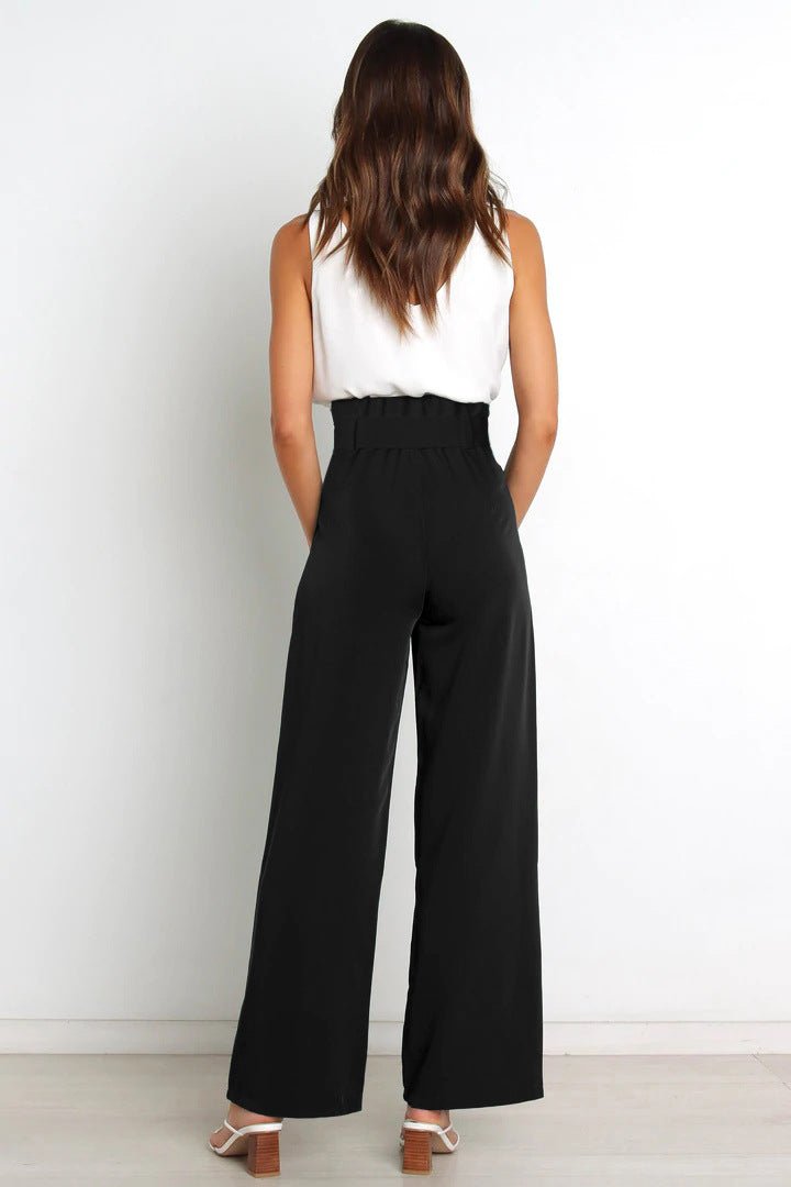 Women's Casual Wide-Leg Trousers with Belt - Busy Bee Bazaar