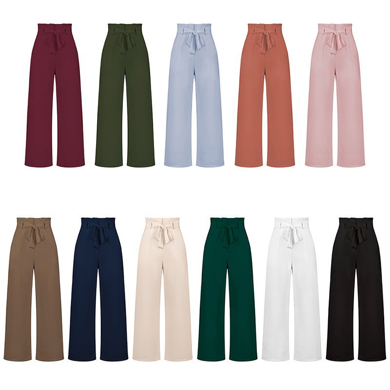 Women's Casual Wide-Leg Trousers with Belt - Busy Bee Bazaar