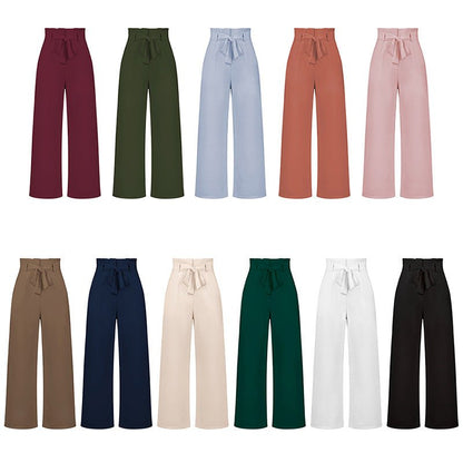 Women's Casual Wide-Leg Trousers with Belt - Busy Bee Bazaar
