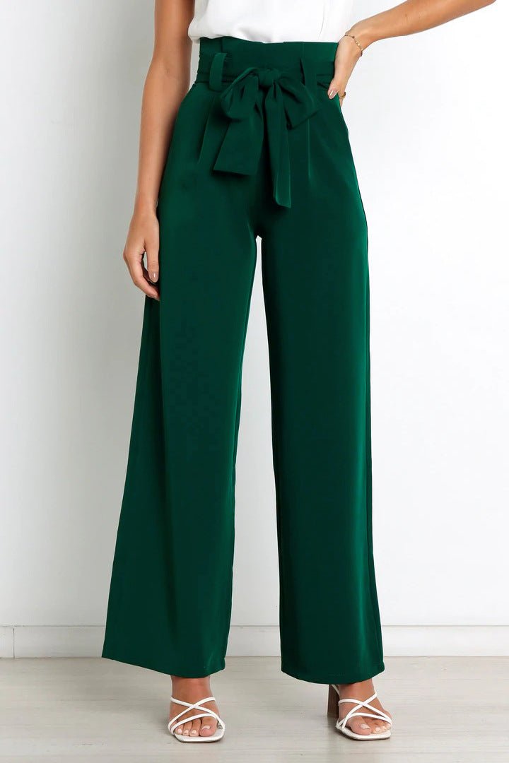 Women's Casual Wide-Leg Trousers with Belt - Busy Bee Bazaar