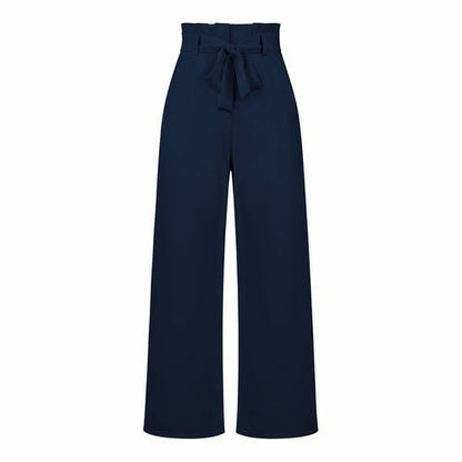 Women's Casual Wide-Leg Trousers with Belt - Busy Bee Bazaar