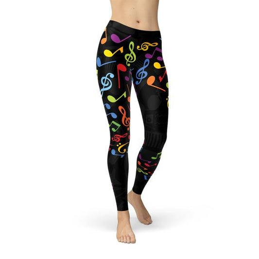 Womens Colorful Music Notes Leggings - Busy Bee Bazaar