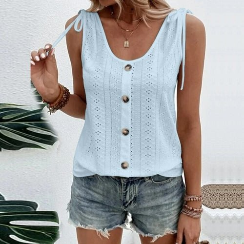 Women's Fashion T-Shirt Vest Summer Sleeveless Tank Tops Casual Solid - Busy Bee Bazaar