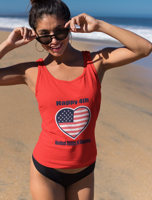 Women's I Heart 4th of July, Ideal Racerback Tank - Busy Bee Bazaar