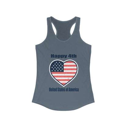 Women's I Heart 4th of July, Ideal Racerback Tank - Busy Bee Bazaar