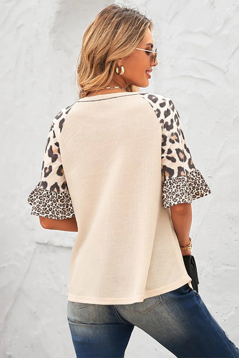 Womens Leopard Print Sleeve Top - Busy Bee Bazaar