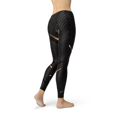 Womens Sports Stripes Black Leggings - Busy Bee Bazaar